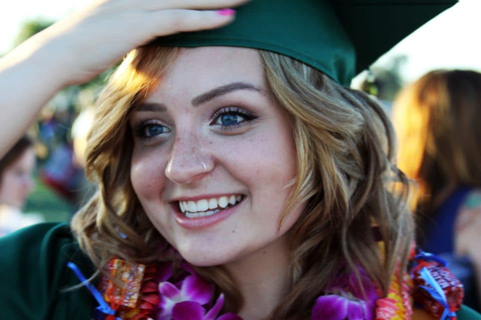 Applying for a college scholarship, graduation cap and diploma
